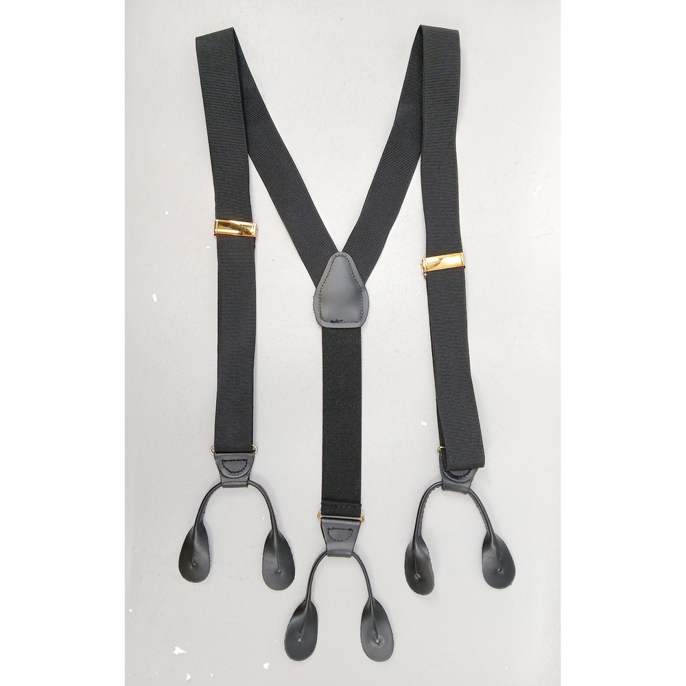 Pelican USA Suspenders Mens OS Black Y-Back Grosgrain Gold Hardware